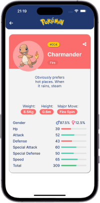 Página que lista as informações do pokemon escolhido.